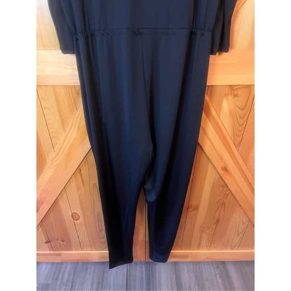 🌿 Kardashian Kollection Black Jumpsuit V-neck Wrap Sequins - Size XL - Picture 7 of 10